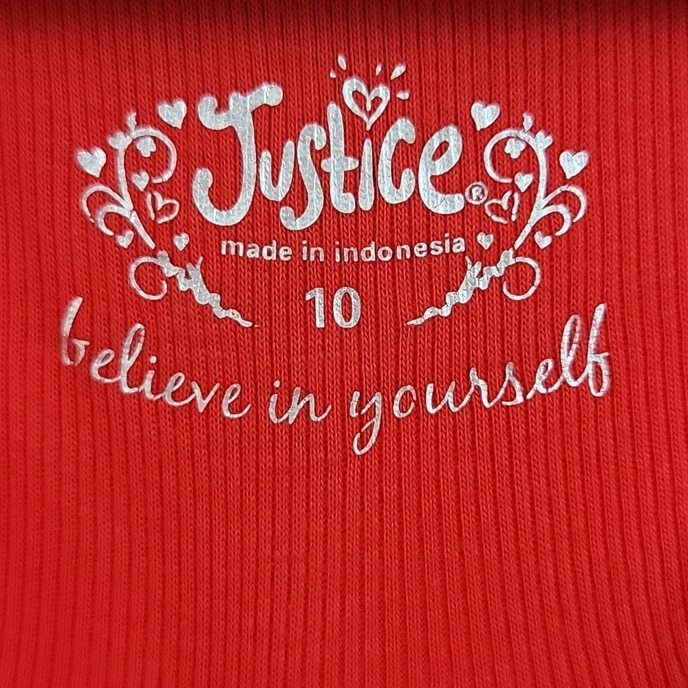 Justice LOT Of 2 Red & Purple Ribbed Fabric Long Sleeve Tops 10